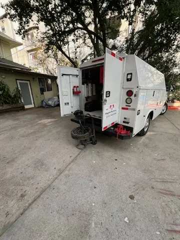 Magnet Plumbing service vehicle on-site for Sewer Line Repair in Marietta